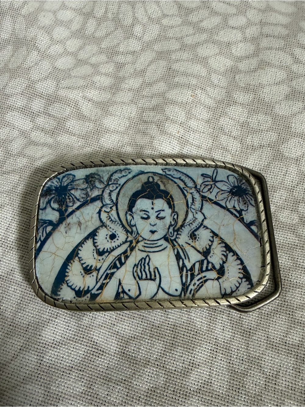 White Tara of compassion pewter belt buckle by The Urge to Adore